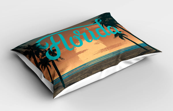 Florida Printed Pillow Cover Decorative and Machine Washable Shams with Envelope Closure