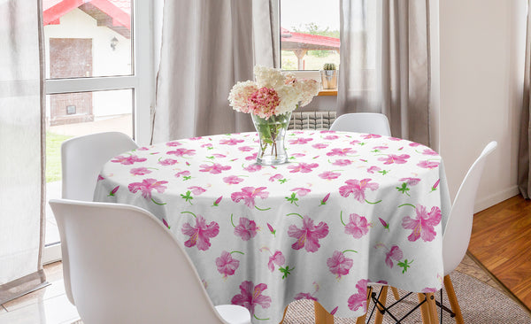 Flower Round Tablecloth for Dining Room Kitchen Decoration