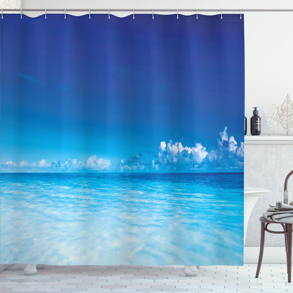 Landscape Shower Curtain Water Repellent Fabric Bathroom Decor Set with 12 Hooks Machine Washable