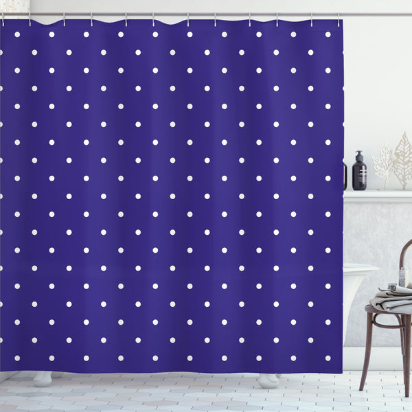 Navy Shower Curtain Water Repellent Fabric Bathroom Decor Set with 12 Hooks Machine Washable