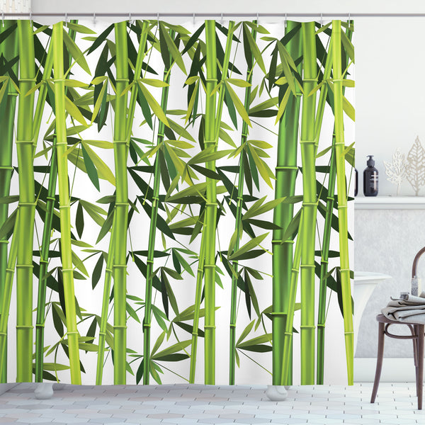 Botanical Shower Curtain Water Repellent Fabric Bathroom Decor Set with 12 Hooks Machine Washable