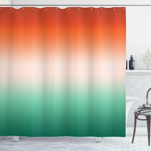 Ombre Shower Curtain Water Repellent Fabric Bathroom Decor Set with 12 Hooks Machine Washable