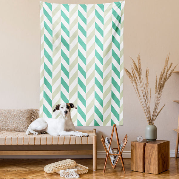 Chevron Lightweight Wall Hanging Tapestry for Bedroom Living Room Dorm Decor Vertical Fabric Poster with Rod Pocket