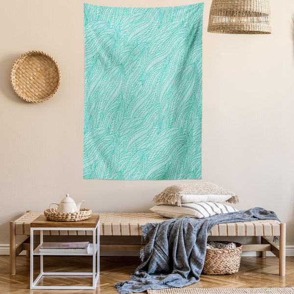 Teal Wall Hanging Tapestry for Bedroom Living Room Dorm Decor Vertical Fabric Poster