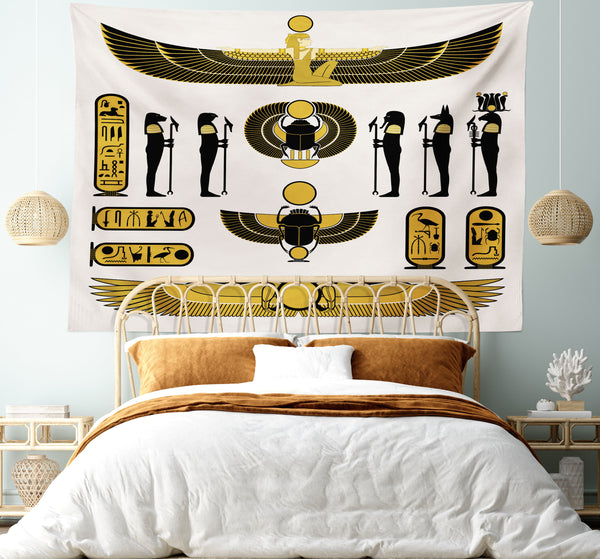 Egyptian Print Tapestry for Bedroom Living Room Dorm Wall Decor Horizontal Hanging