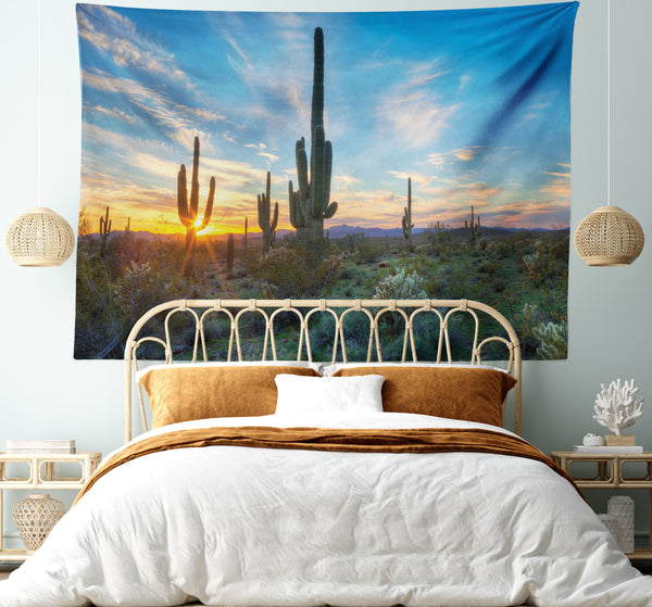 Saguaro Tapestry for Bedroom Living Room Dorm Wall Decor Horizontal Hanging