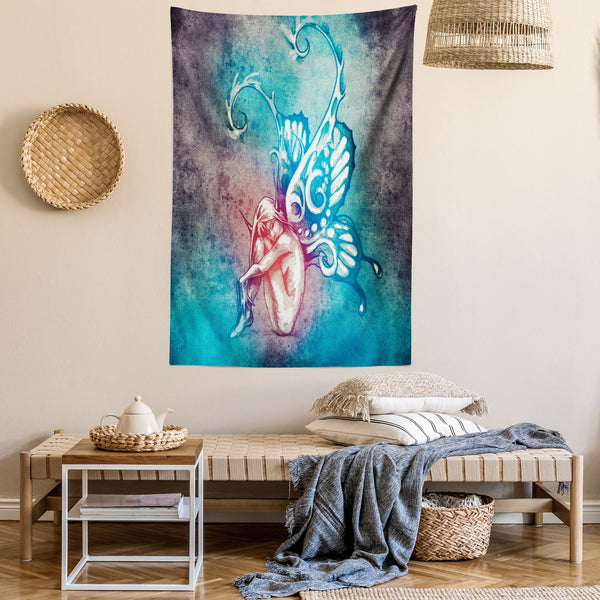 Butterfly Wall Hanging Tapestry for Bedroom Living Room Dorm Decor Vertical Fabric Poster