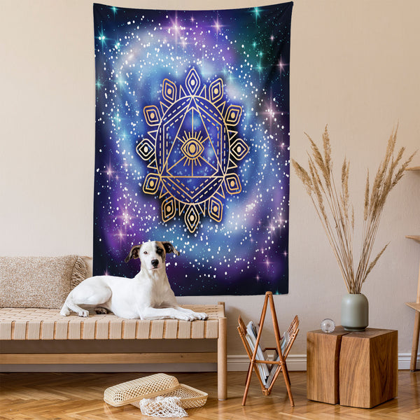 Geometry Lightweight Wall Hanging Tapestry for Bedroom Living Room Dorm Decor Vertical Fabric Poster with Rod Pocket