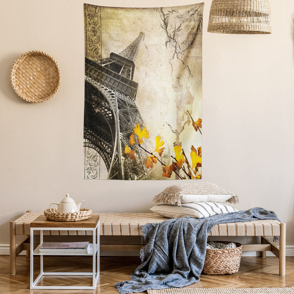 Eiffel Tower Wall Hanging Tapestry for Bedroom Living Room Dorm Decor Vertical Fabric Poster