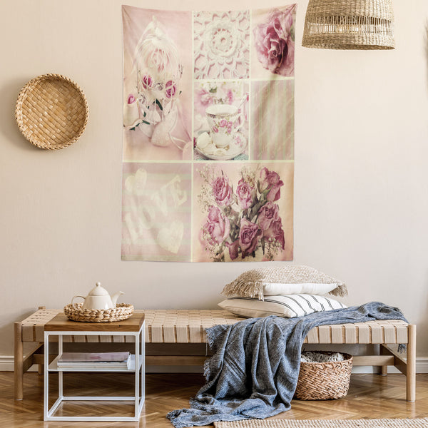 Shabby Flora Wall Hanging Tapestry for Bedroom Living Room Dorm Decor Vertical Fabric Poster