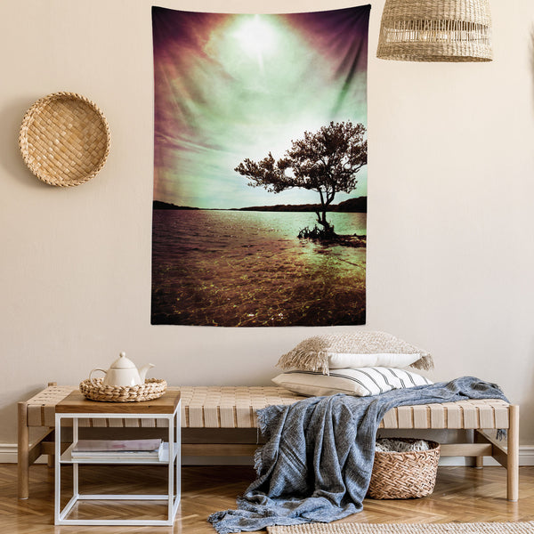 Lonely Tree Wall Hanging Tapestry for Bedroom Living Room Dorm Decor Vertical Fabric Poster