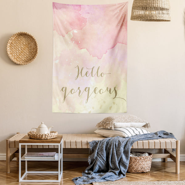 Hello Gorgeous Wall Hanging Tapestry for Bedroom Living Room Dorm Decor Vertical Fabric Poster