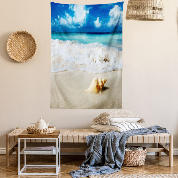 Seashells Wall Hanging Tapestry for Bedroom Living Room Dorm Decor Vertical Fabric Poster