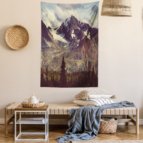 Alaska Mountains Wall Hanging Tapestry for Bedroom Living Room Dorm Decor Vertical Fabric Poster