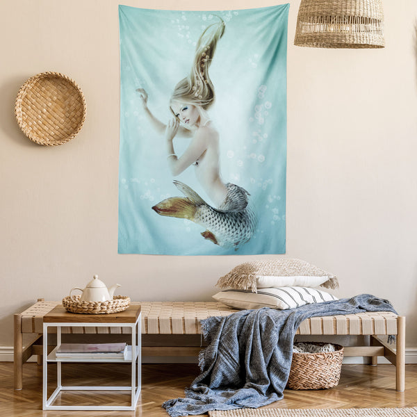 Mermaid Wall Hanging Tapestry for Bedroom Living Room Dorm Decor Vertical Fabric Poster