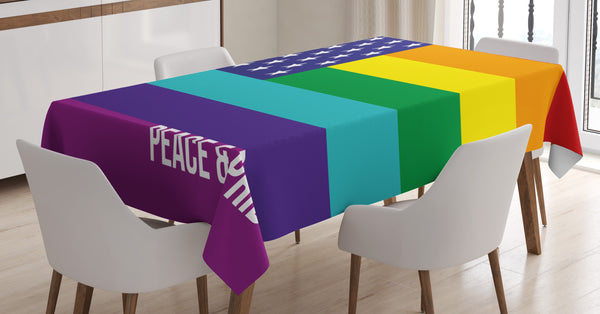 Pride Rectangular Tablecloth for Dining Room Kitchen Decor Durable Washable Satin Polyester Fabric