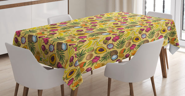 Fruit Rectangular Tablecloth for Dining Room Kitchen Decor Durable Washable Satin Polyester Fabric