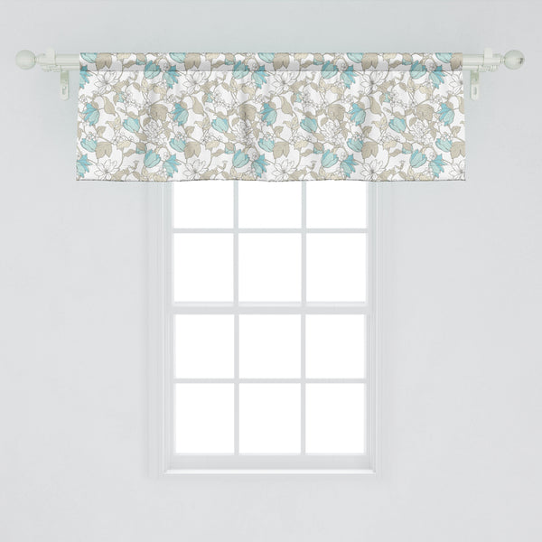 Floral Decorative Valance Kitchen Curtain with Rod Pocket