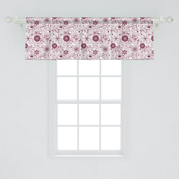 Floral Decorative Valance Kitchen Curtain with Rod Pocket