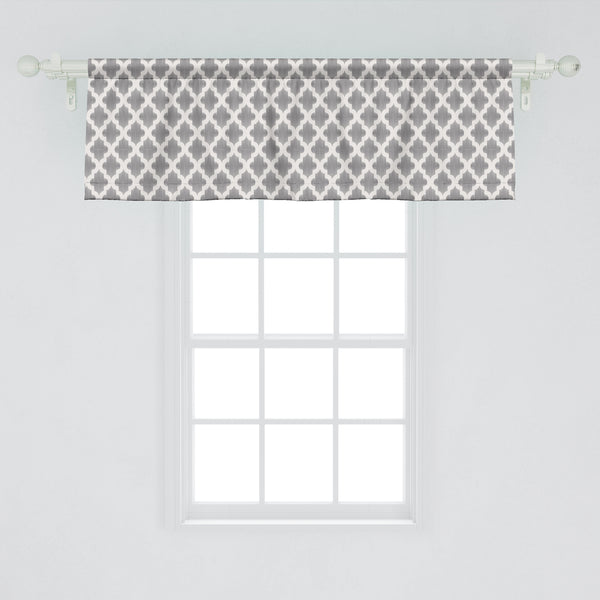 Grey and White Decorative Valance Kitchen Curtain with Rod Pocket