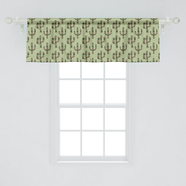 Cactus Decorative Valance Kitchen Curtain with Rod Pocket