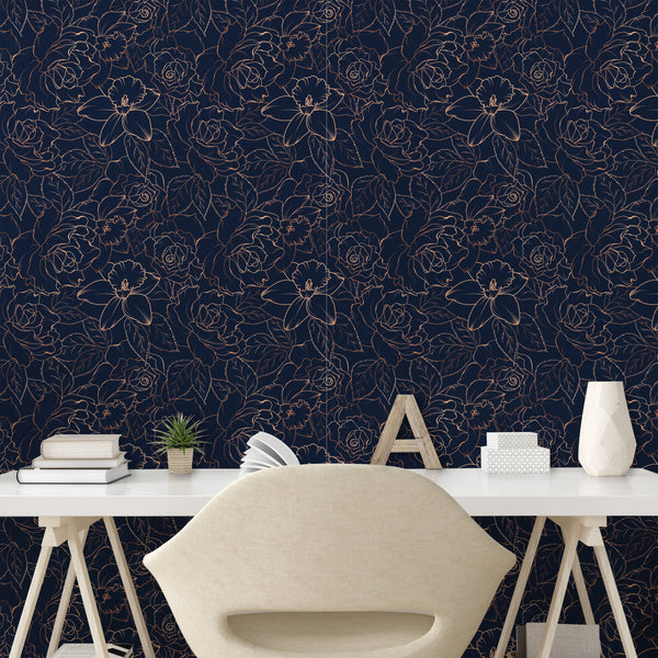 Navy Blue Peel & Stick Wallpaper for Self-Adhesive DIY-friendly and Mess-free Ready to Use